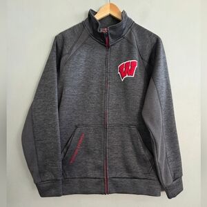 WISCONSIN Badgers Full Zip Gray Jacket GIII Carl Banks Men's Size Small